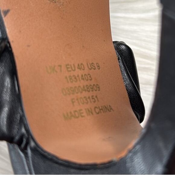 ASOS Black Harling Square Toe Ruched Toe Mid Heel Mules - Picture 9 of 10